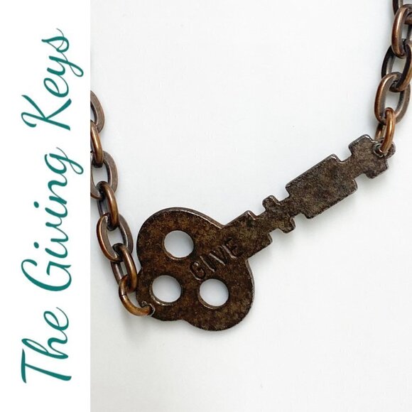 THE GIVING KEYS Hand Stamped GIVE Key in Copper Tone With 22โ Chain - Picture 6 of 7